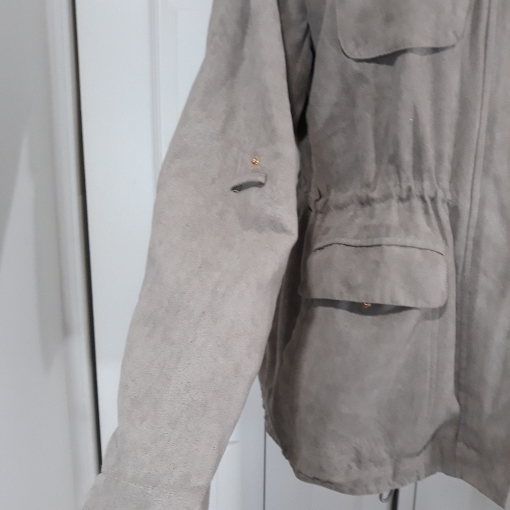 Vince Camuto utility with hidden hoddie light brown jacket Zipper Size Large - Picture 4 of 11